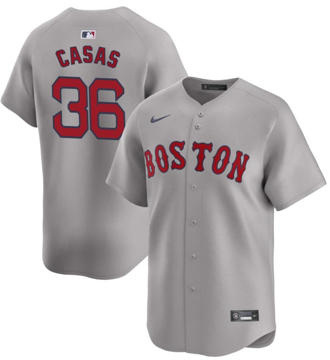 Men's Boston Red Sox #36 Triston Casas Grey 2024 Away Limited Stitched Baseball Jersey